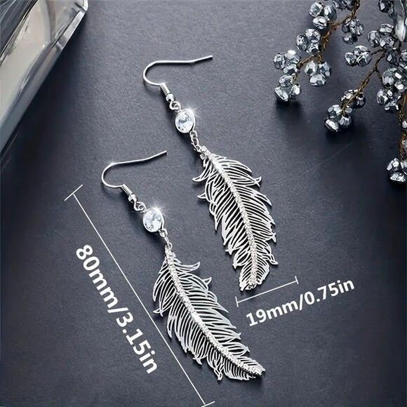 Angel Wing Earrings with Crystal Accent - Picture 5 of 5